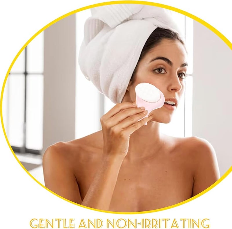 Pink Double Sided Soft Silicone Facial Cleansing Brush Gentle Exfoliator For Deep Pore Cleaning - Image 4